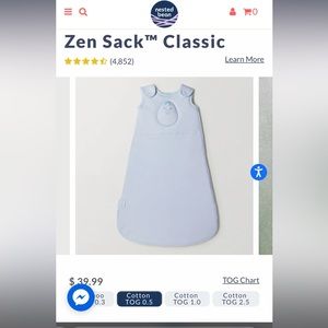 Nested bean sleep sack 0.5 tog cotton size medium